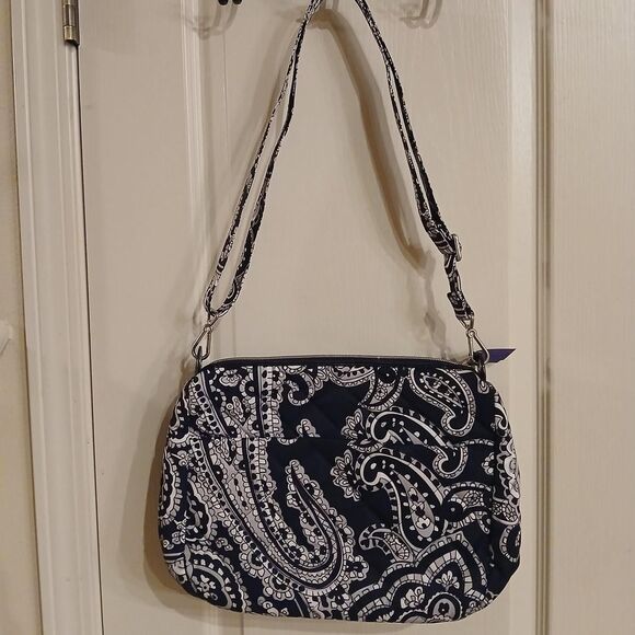 Vera Bradley Navy and White Paisley Crossbody Bag Adjustable Strap - Picture 5 of 8